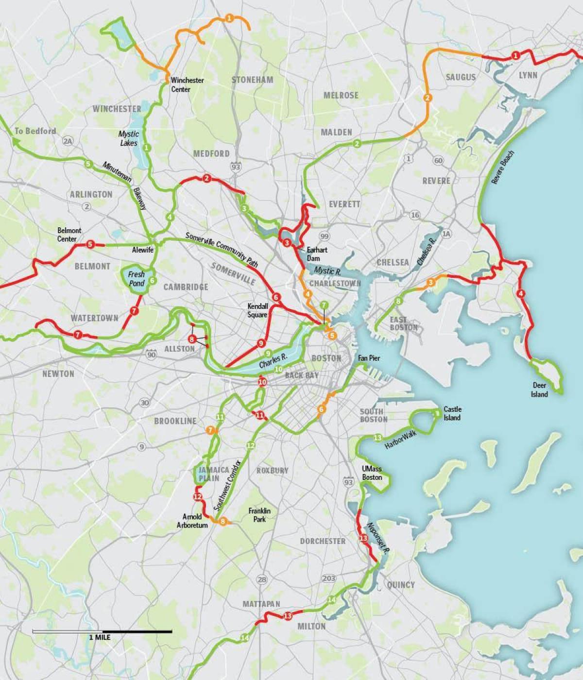 mapa de Boston bike