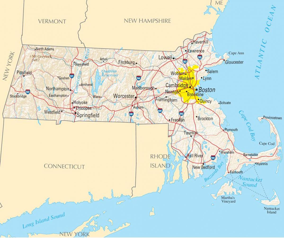 mapa de Boston, estados unidos