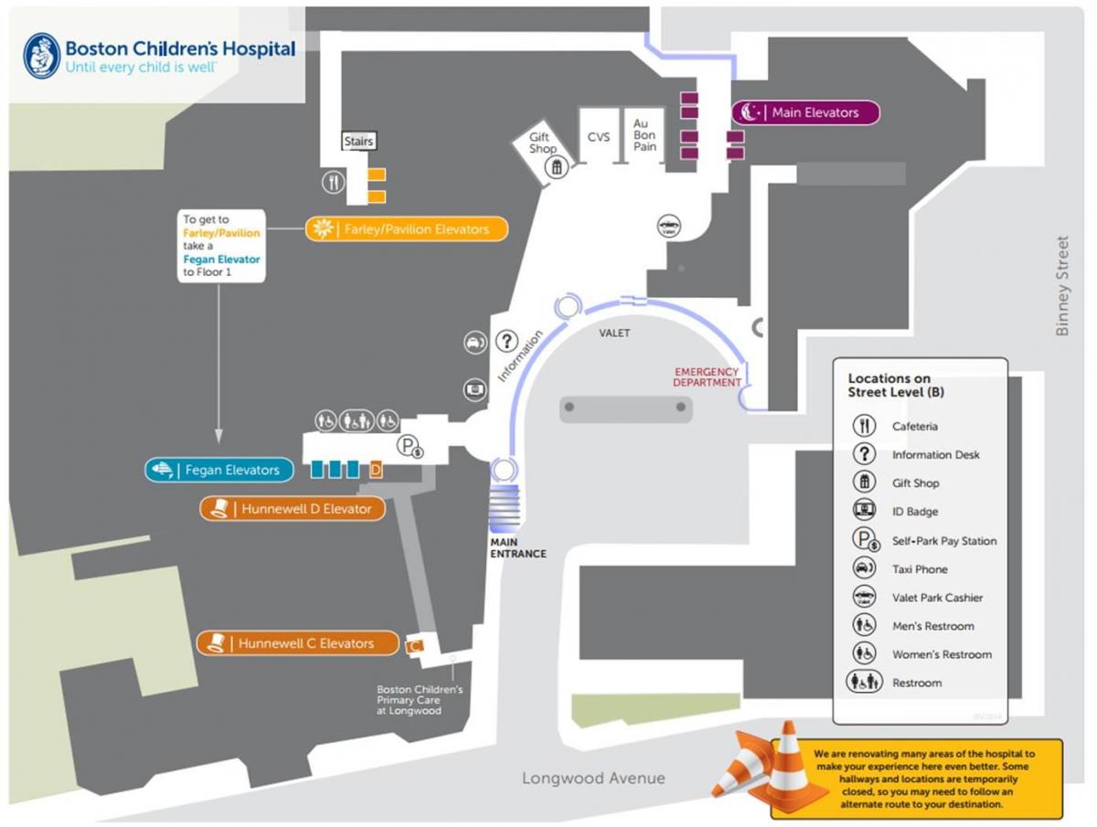 El Hospital de niños de Boston mapa