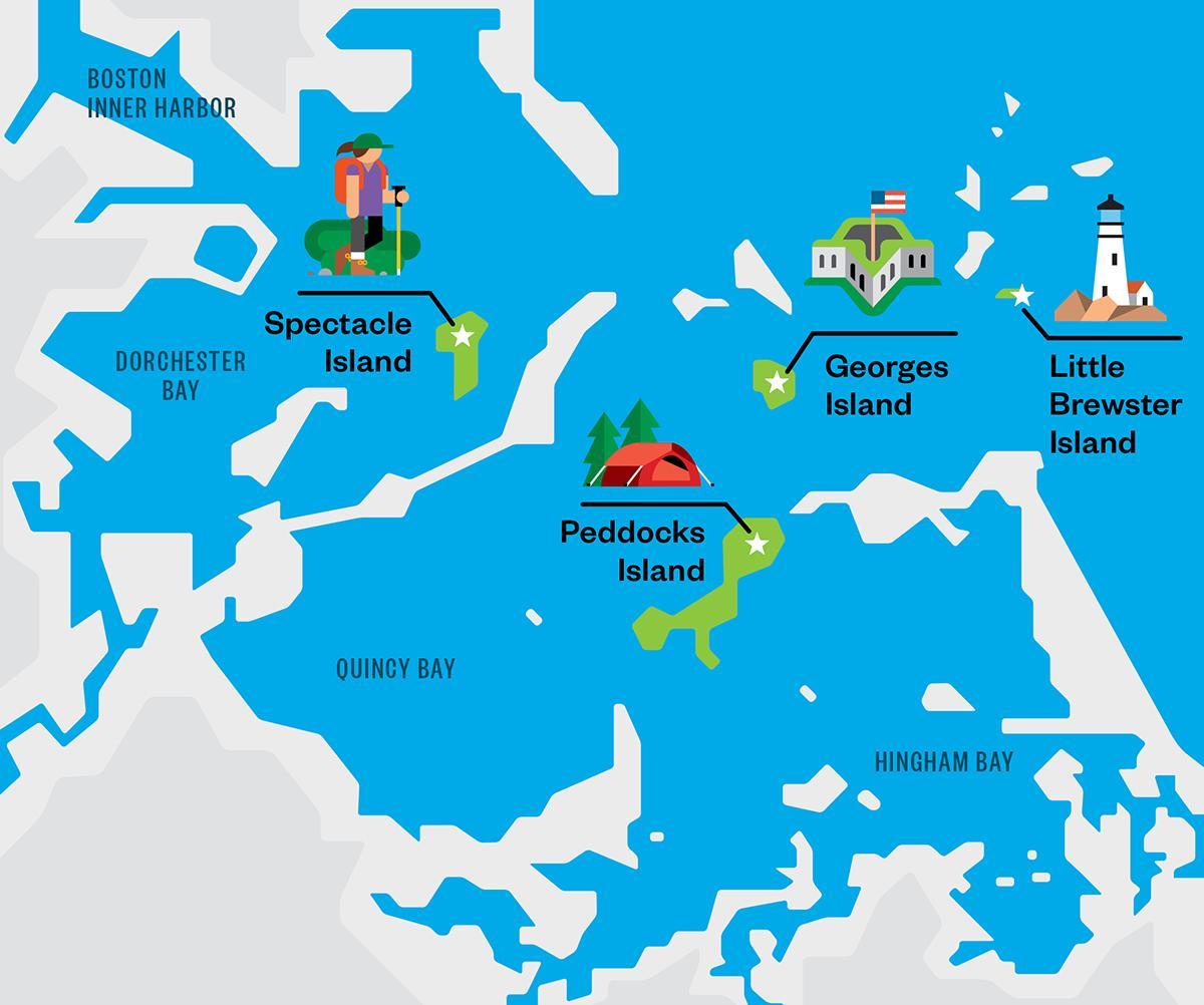 mapa de las islas del puerto de Boston