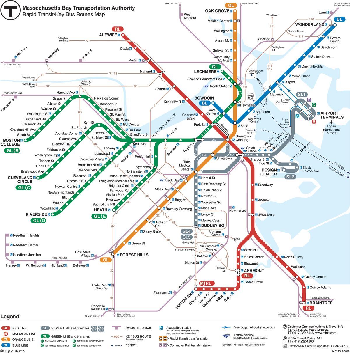 la línea verde del mapa de Boston