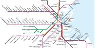 Tren de cercanías mapa de Boston