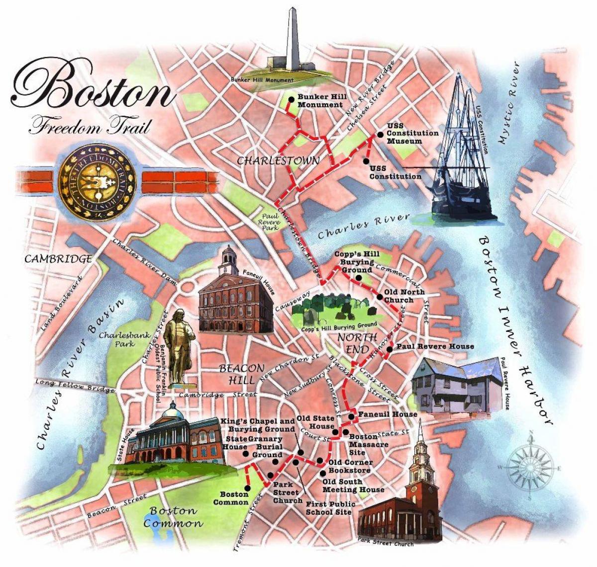 el sendero de la libertad de mapa de Boston