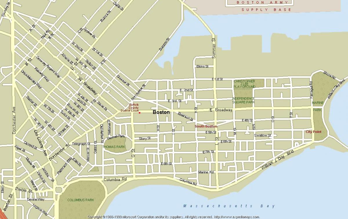 mapa de calle de Boston