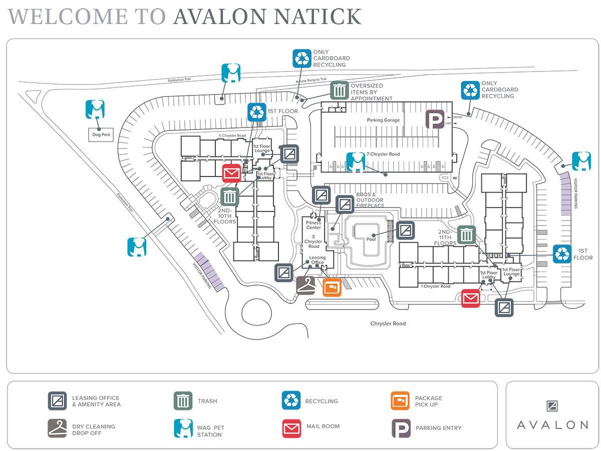 mapa de centro comercial Natick