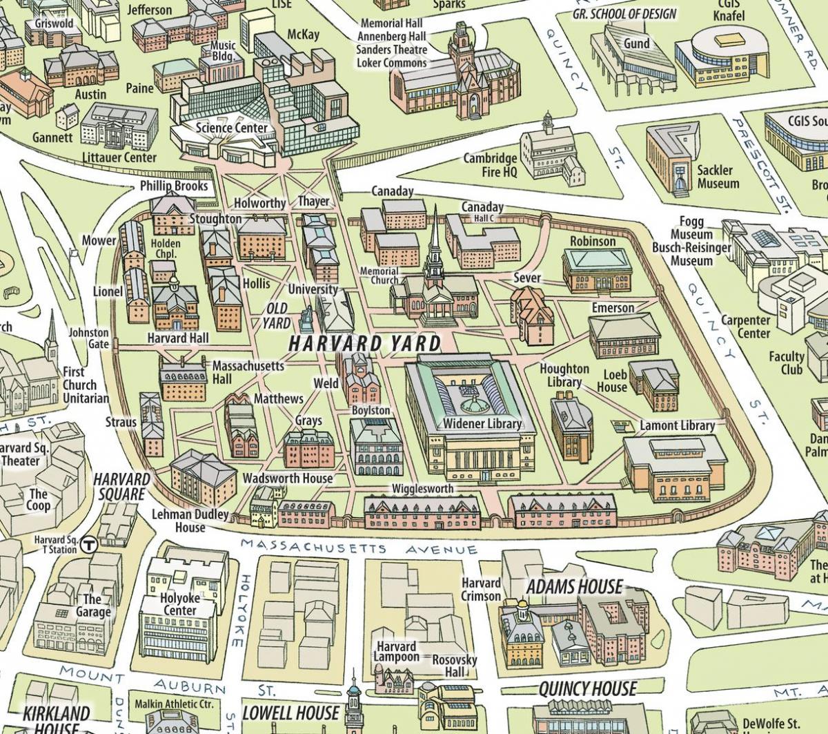 mapa de la universidad de Harvard