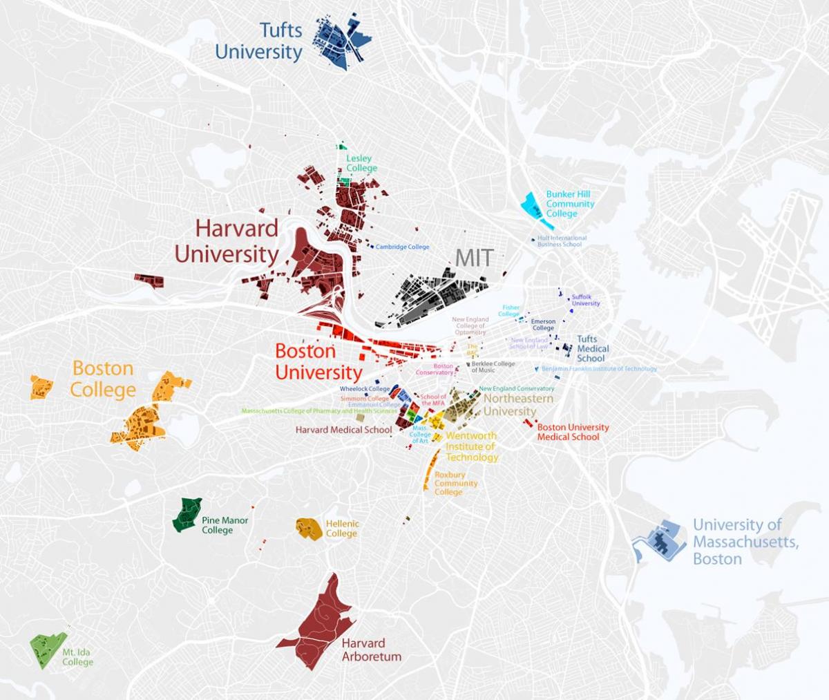 mapa de la universidad de Boston