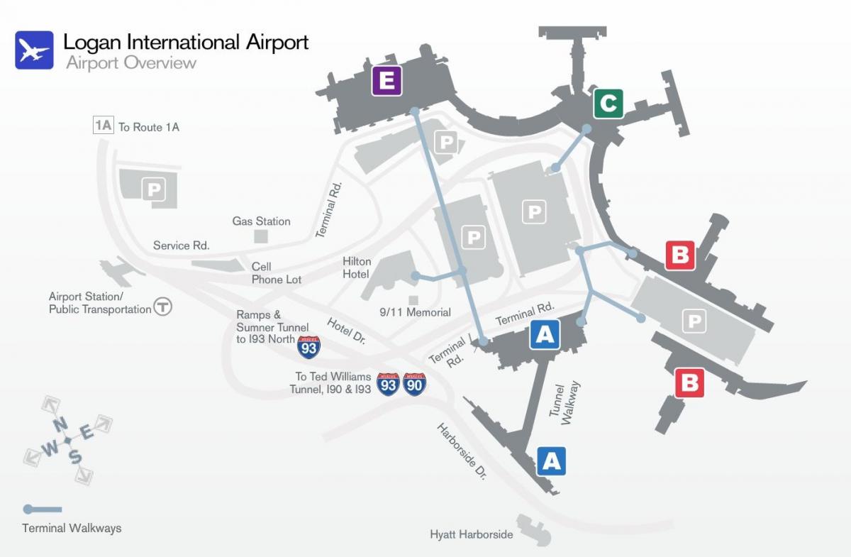 mapa del aeropuerto de Logan terminal b