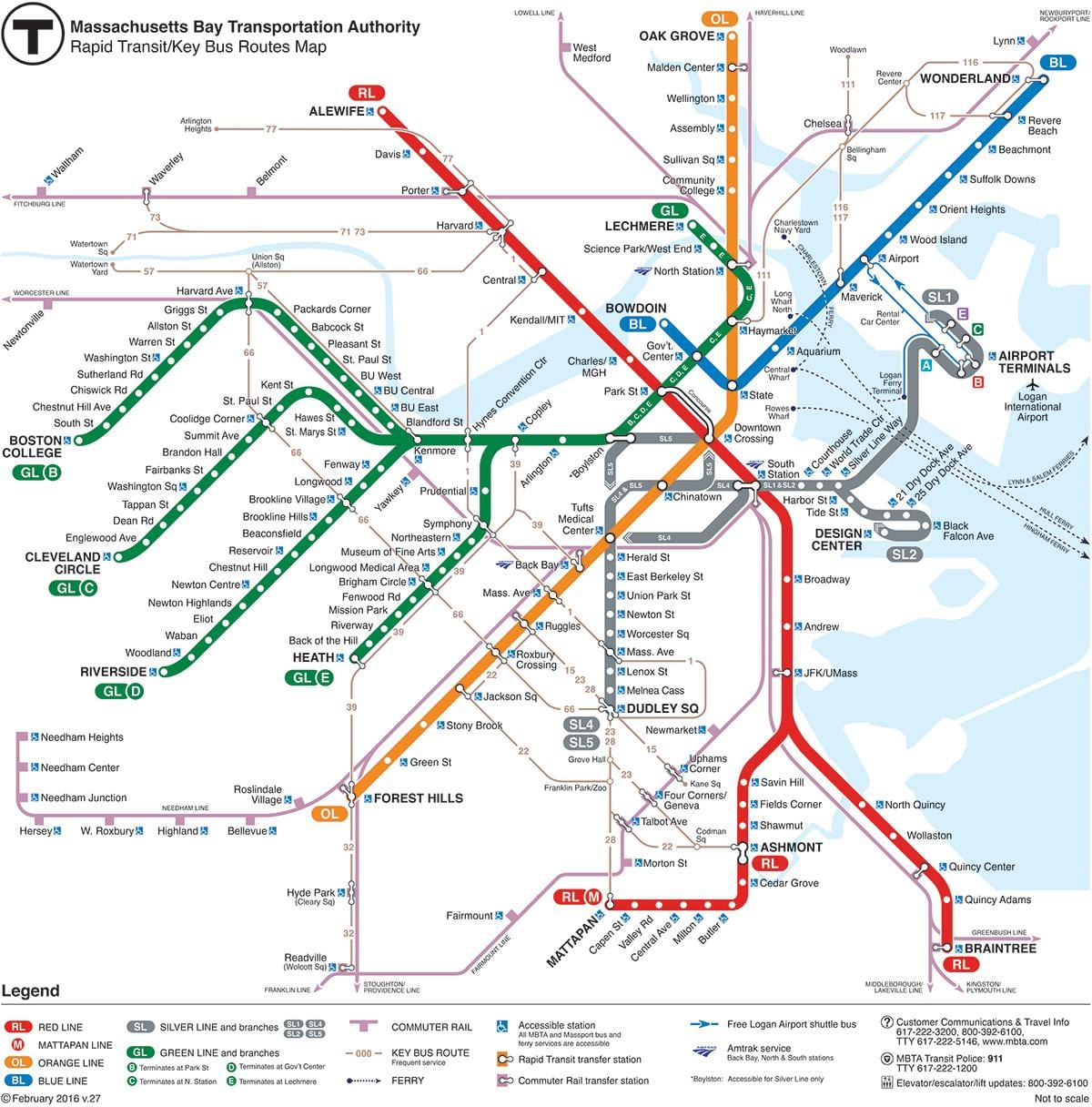 Metro de Boston mapa de la zona