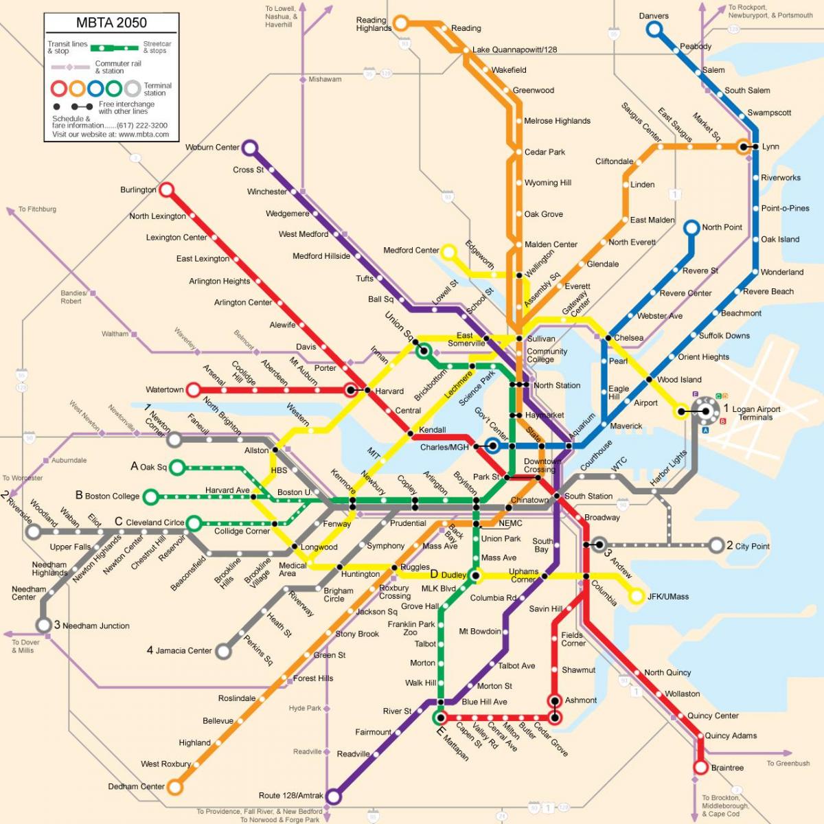 Boston mapa de transporte público
