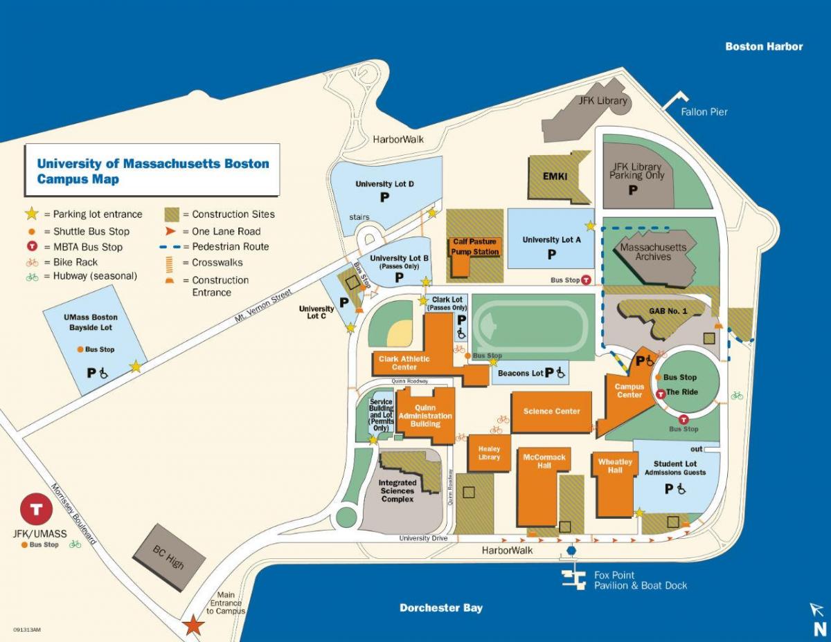 umass Boston mapa del campus