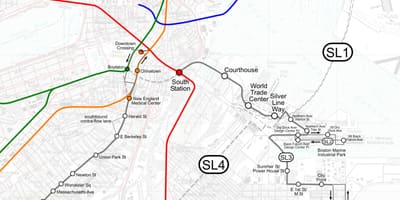La plata de la línea de mapa de Boston