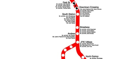 La línea roja de Boston mapa
