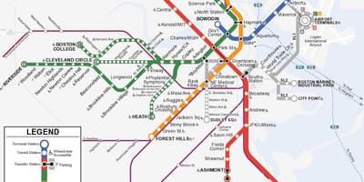 La línea naranja de Boston mapa